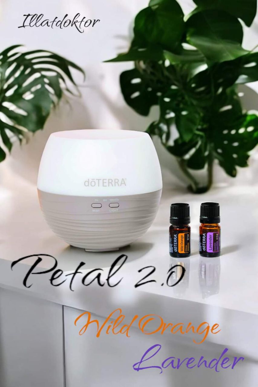 Petal™ párologtató, 5ml vadnarancs és 5ml levendula illóolajokkal