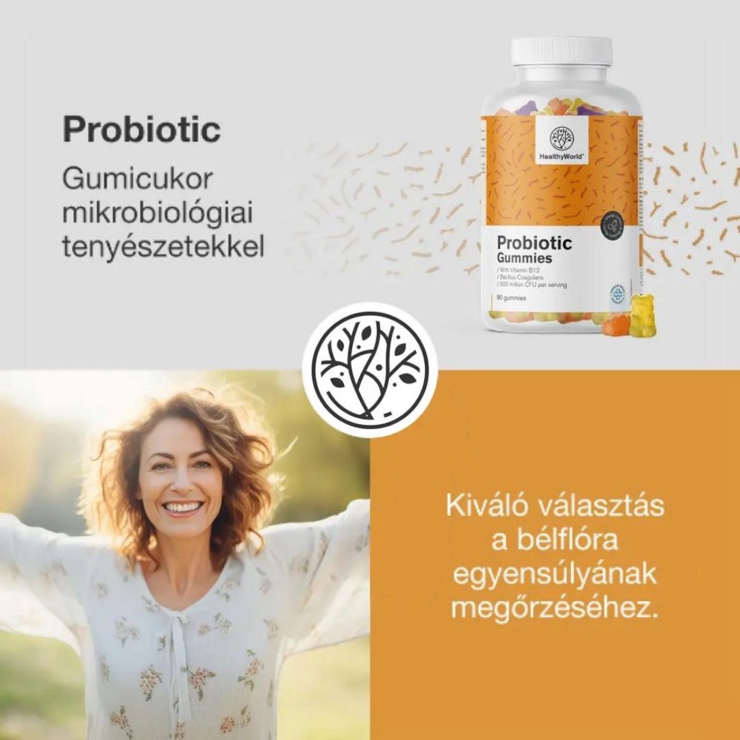 Bélflóra rendező - Probiotic – gumicukor mikrobiológiai tenyészetekkel, 90db gumicukor