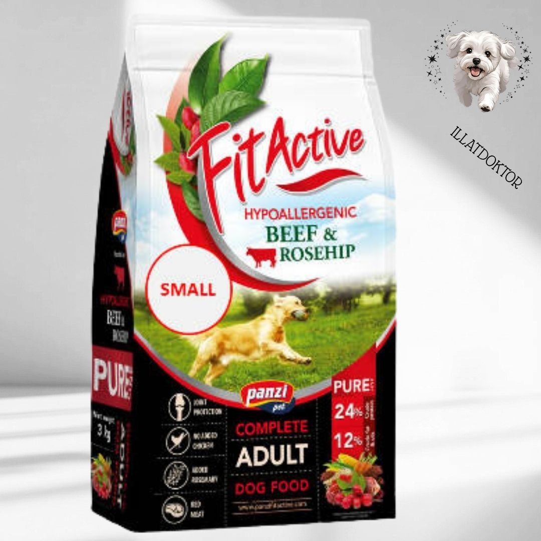 FitActive PURE SMALL Hypoallergenic Beef-Rosehip - száraztáp (marha,csipkebogyó) felnőtt kutyák részére (3kg)