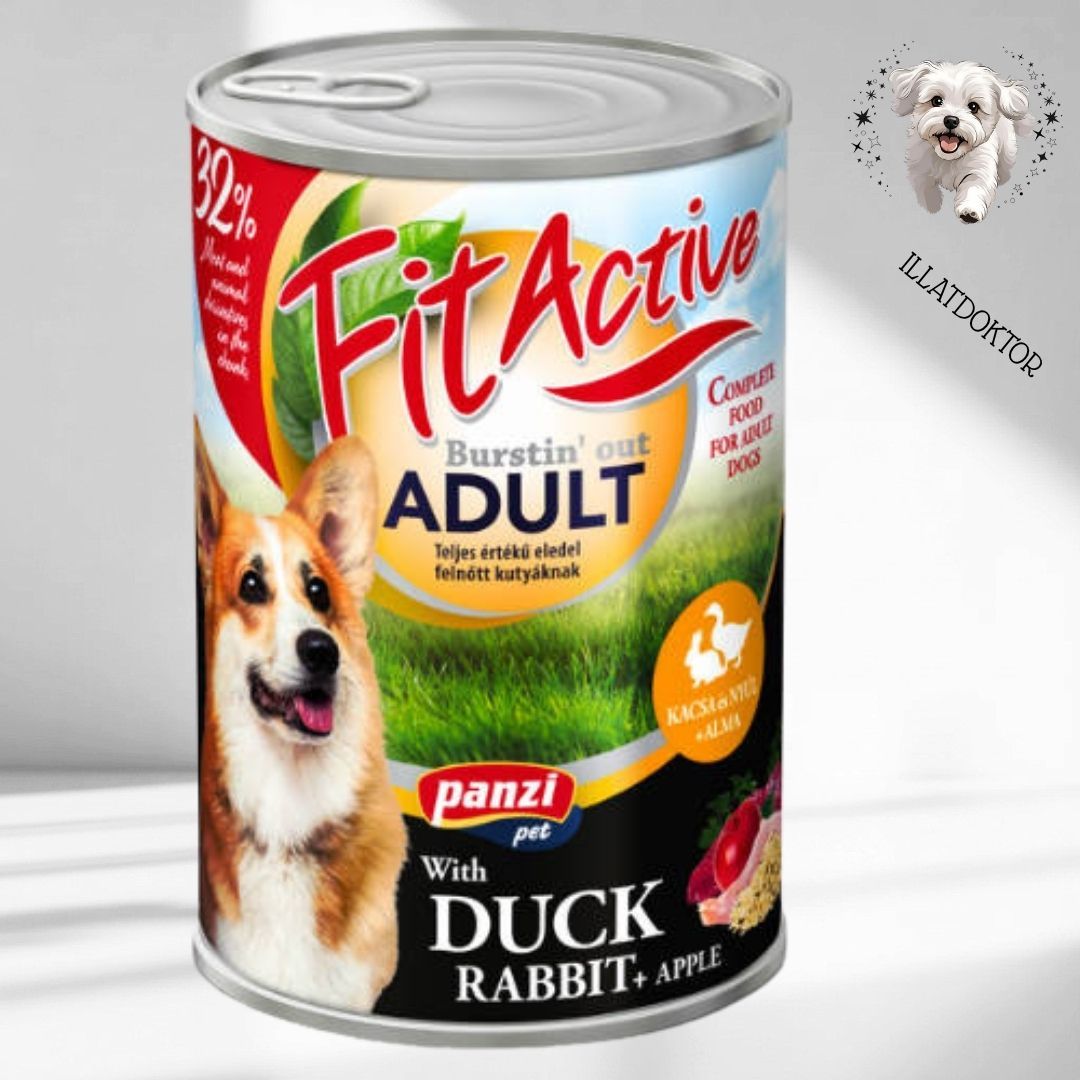 FitActive konzerv Adult - nedveseledel (kacsa-nyúl) felnőtt kutyák részére (1240g)