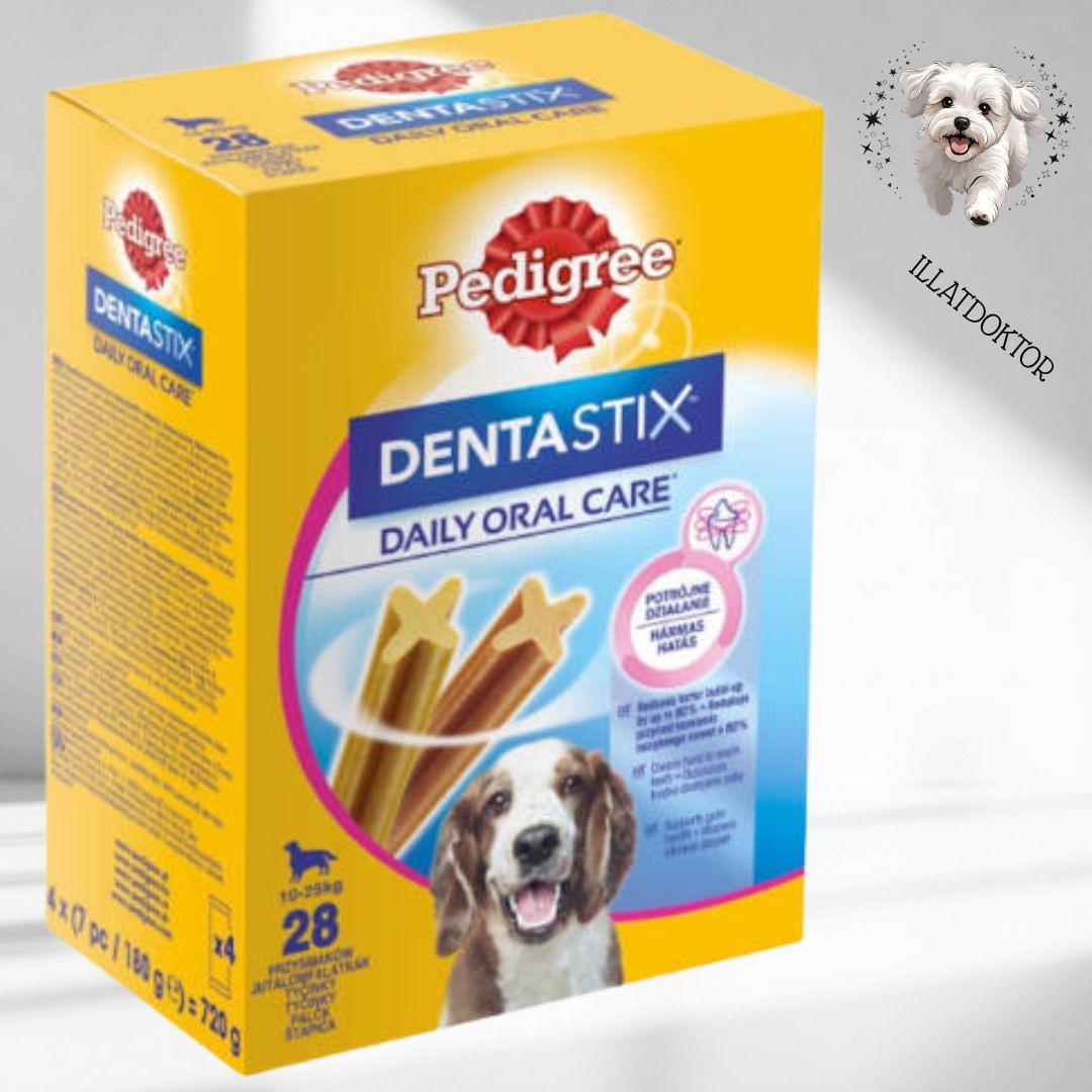 Pedigree DentaStix 10-25kg(720g) - jutalomfalat (fogtisztító) Közepes testű kutyák részére 4x (7db/180g)